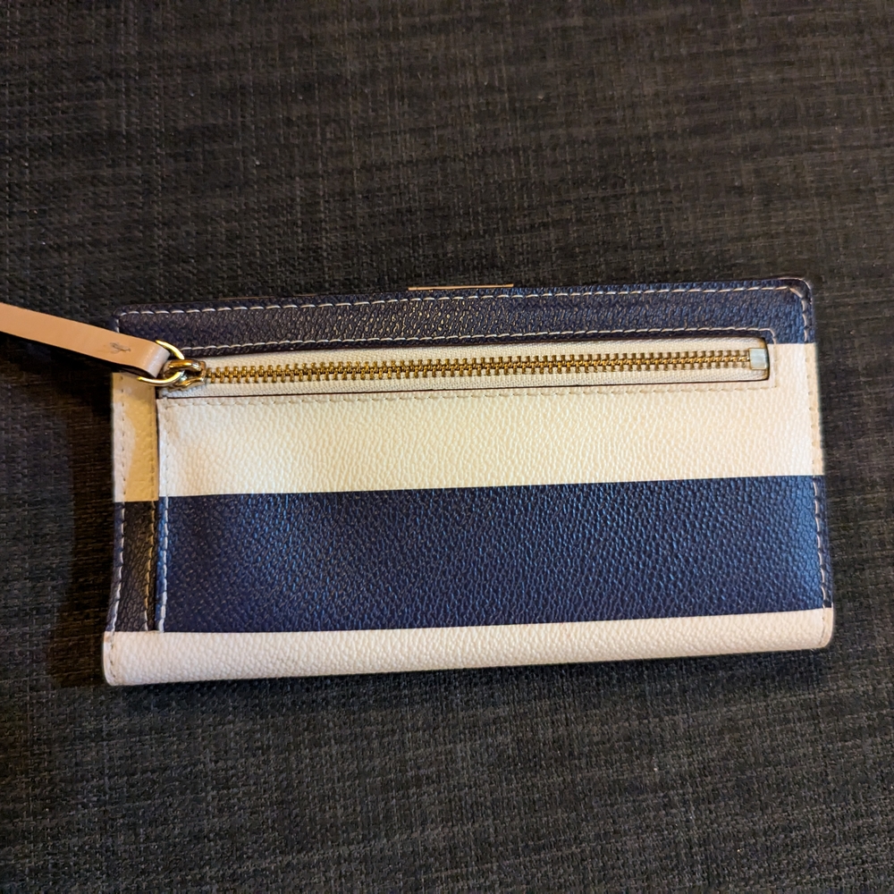 Matching Blue and White Striped Kate Spade Crossbody Purse and Wallet - Picture 6 of 7